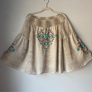 Judith March Aztec Embroidered Blouse Size Large